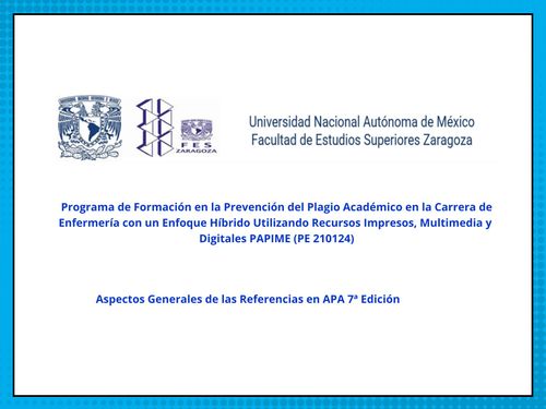 Aspectos Generales de las Referencias en APA 7ª Edición