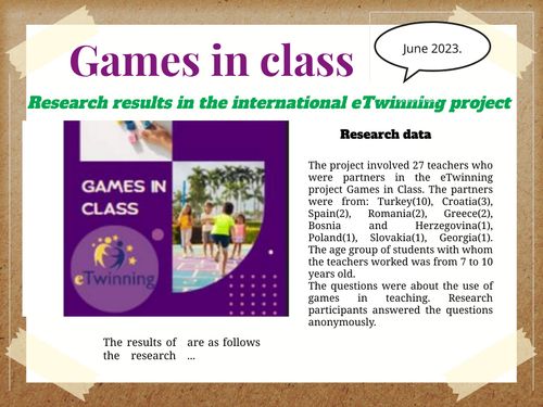 Games in teaching - research