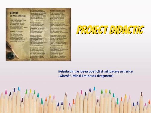 Proiect didactic , Relația dinstre ideea poetică și mijloacele artistice