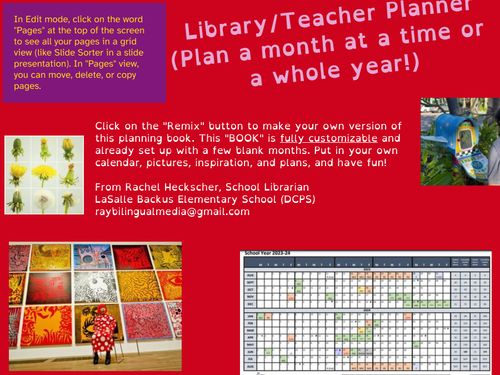 Book Creator | Colorful 2023-2024 Planning Template for Librarians/Teachers