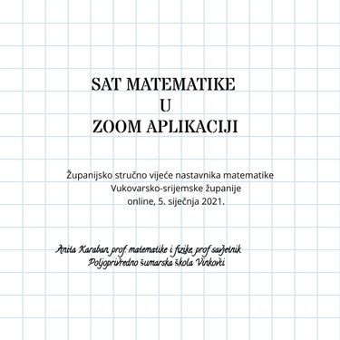 Sat matematike u zoom aplikaciji