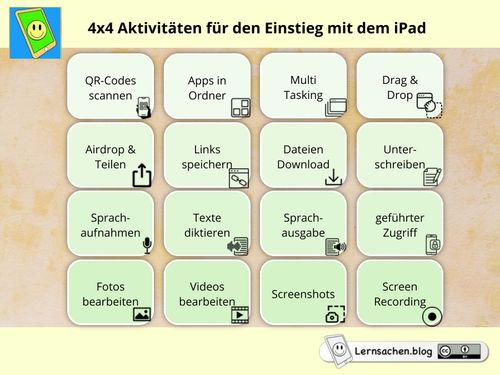 4x4 Aktivitäten für den Einstieg mit dem iPad