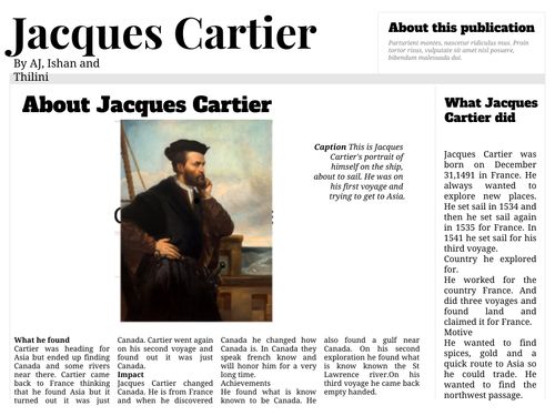 Book Creator | Jacques Cartier