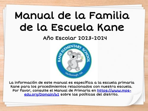 Spanish Kane School Family Handbook