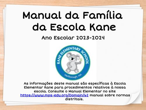 Portuguese Kane School Family Handbook