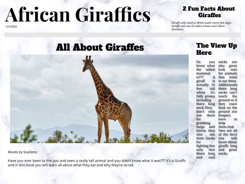 Book Creator | All About Giraffes