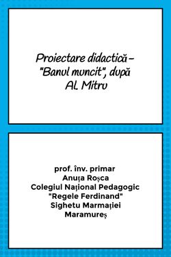 Banul muncit, clasa a II-a